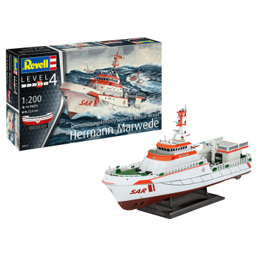 KIT PARA MONTAR REVELL NAVIO SEARCH & RESCUE VESSEL HERMANN MARWEDE 1/200 78 PEÇAS REV 05812